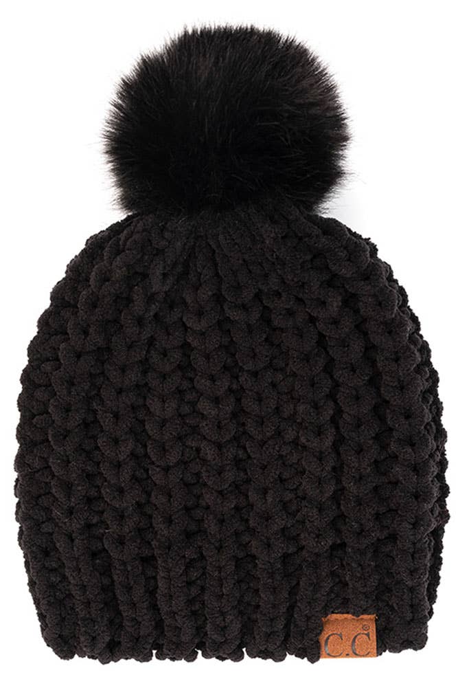 Hana - C.C Soft Chenille Chunky Yarn Beanie Hat