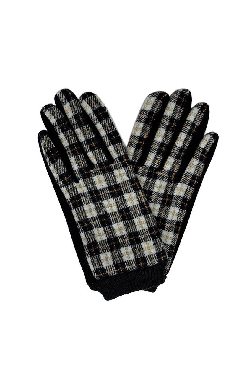 Hana - Classic Plaid And Check Touch Gloves