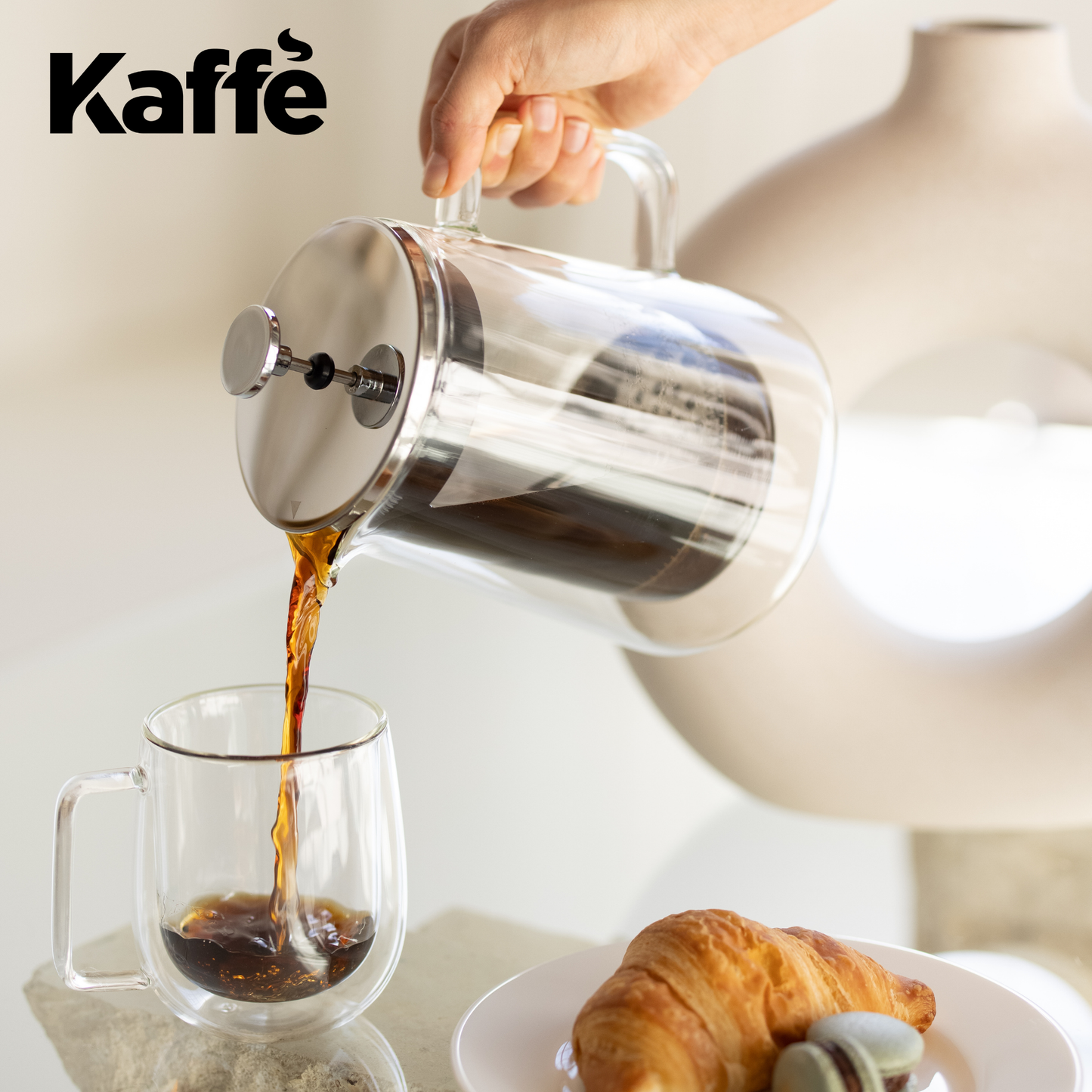 Kaffe French Press Coffee Maker. Double-Wall Glass (0.8L)