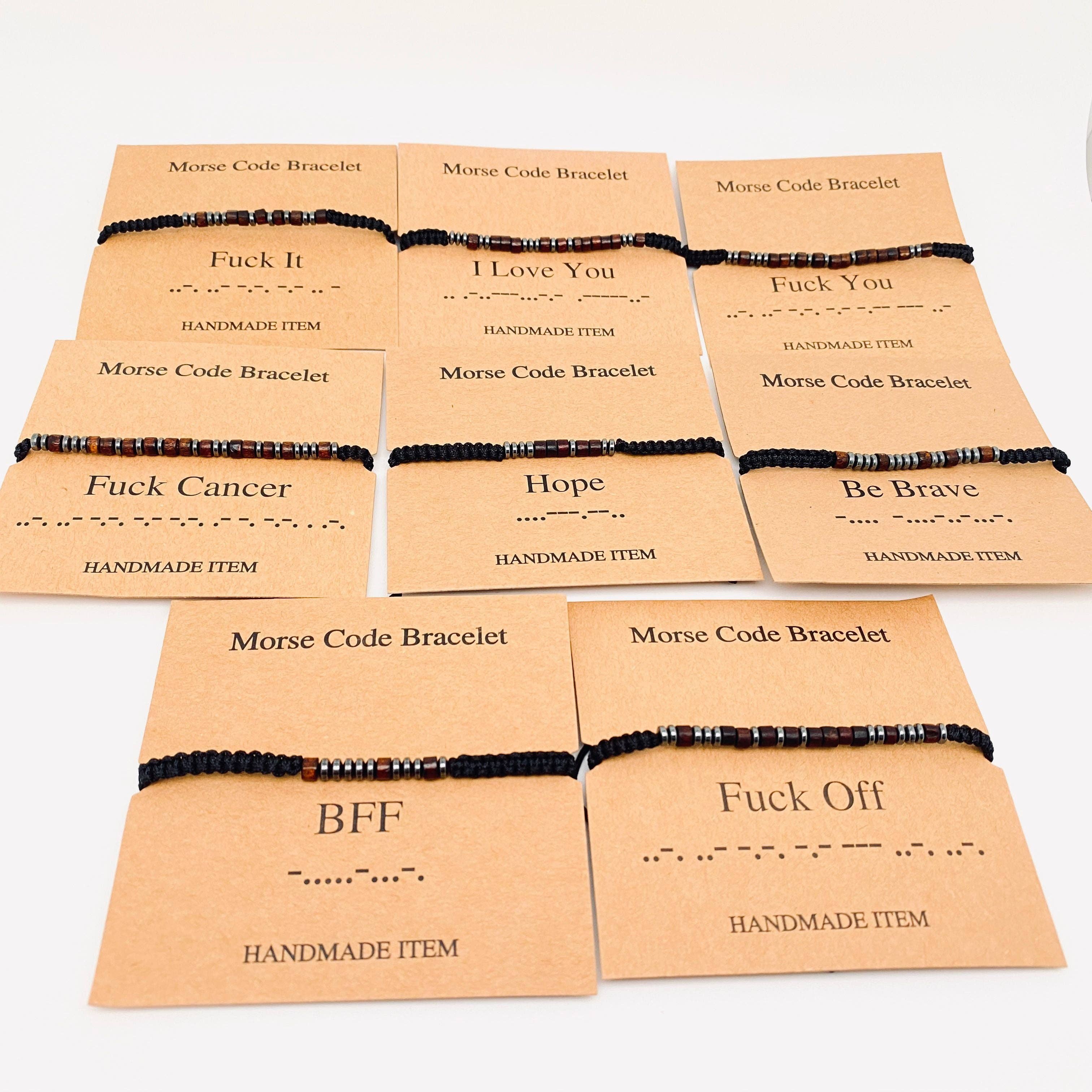 Multi-style Hand-woven Wood Bead Morse Code Bracelet