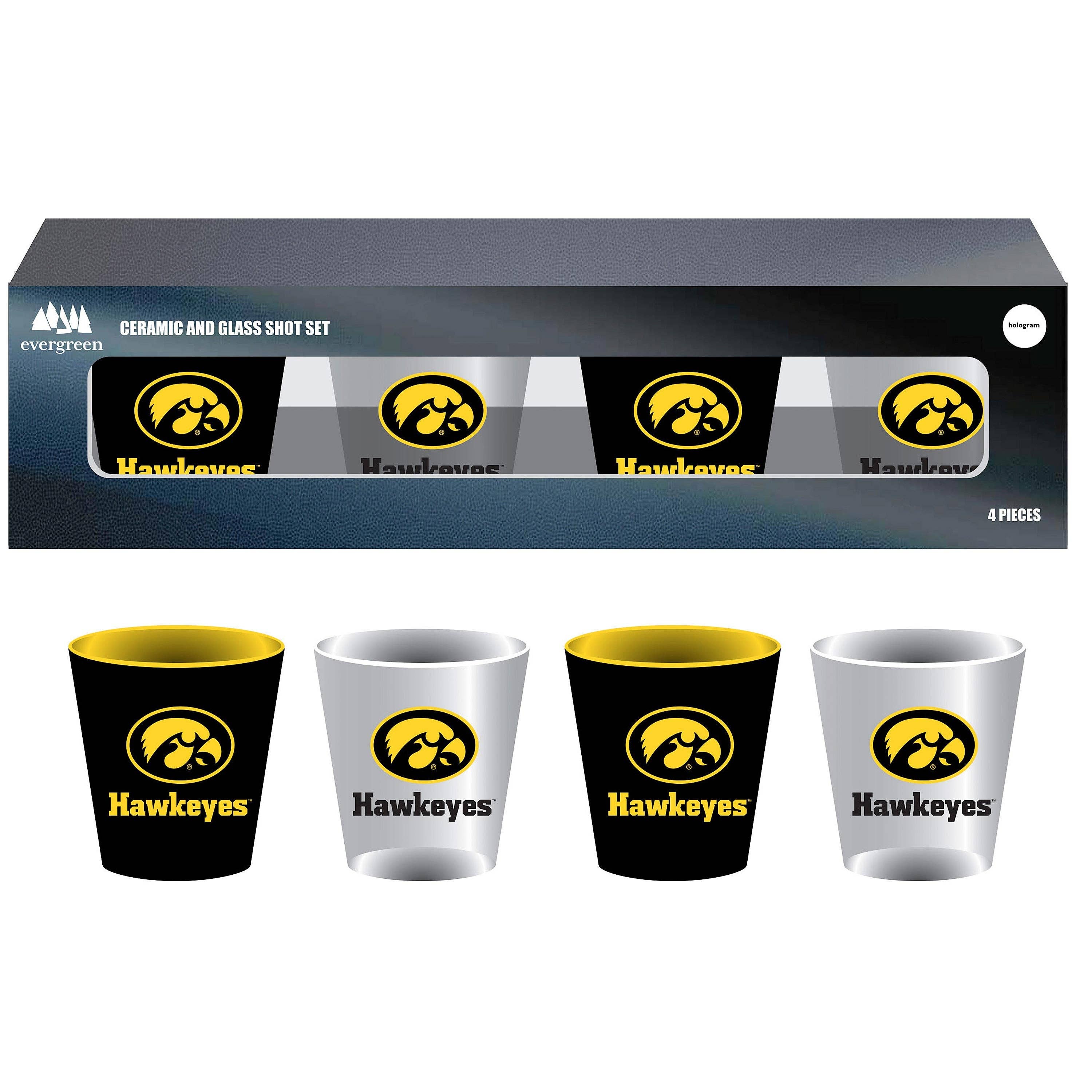 University of Iowa 4-Piece Ceramic and Glass 2oz. Shot Glass