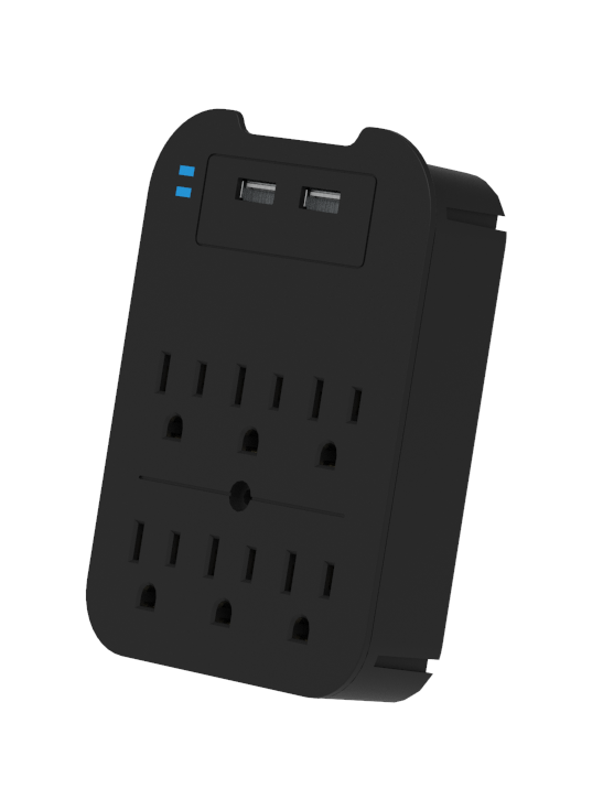 Charge Surge Protector, 6 Outlets/2 USB Ports - Retail Pack