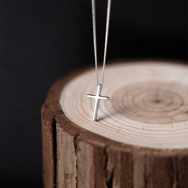 Perimade & Co. LLC - Dainty Cross Charm Pendant Necklace in 925 Sterling Silver