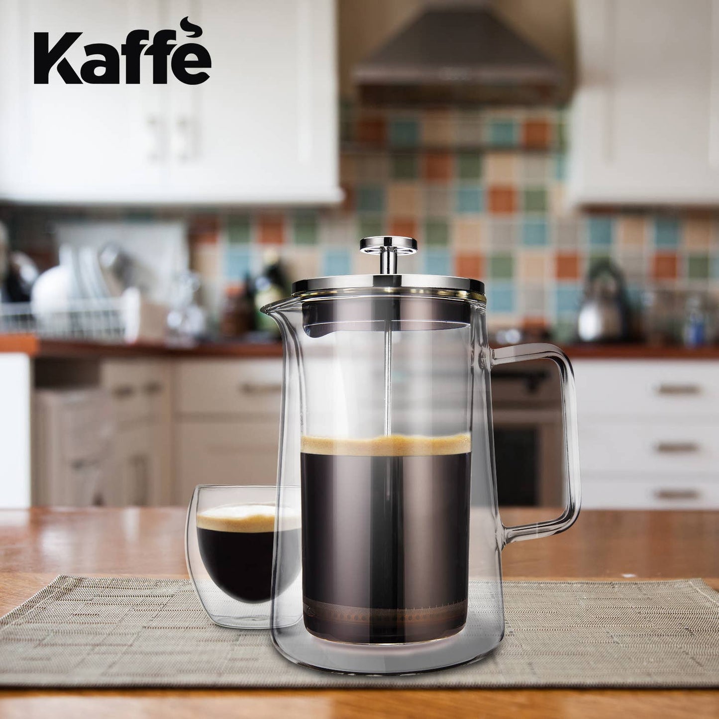 Kaffe French Press Coffee Maker. Double-Wall Glass (0.8L)