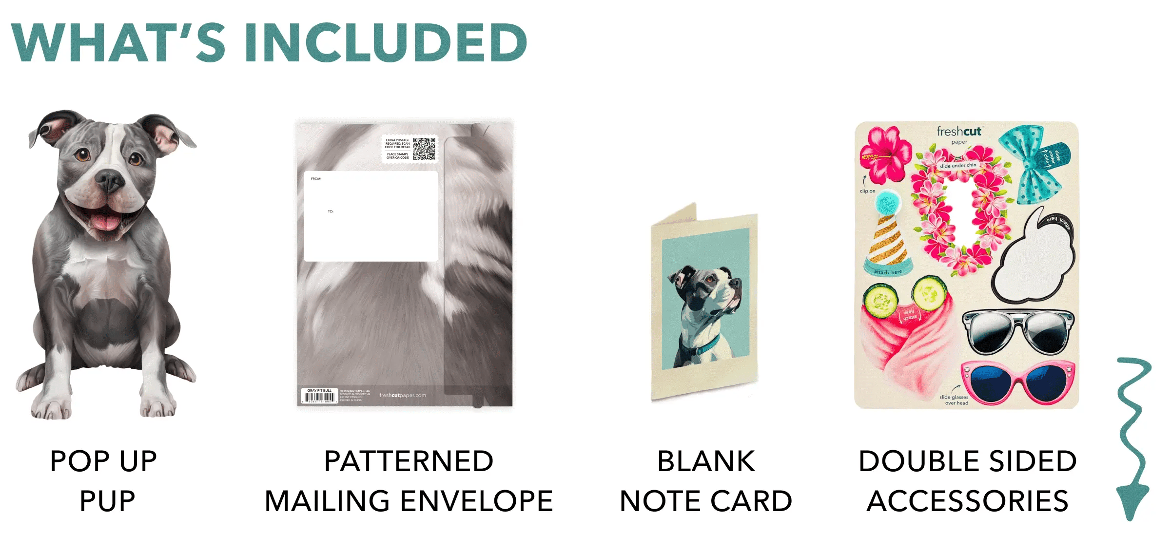 Freshcut Paper. Gray Pitbull - Pop Up Greeting Card