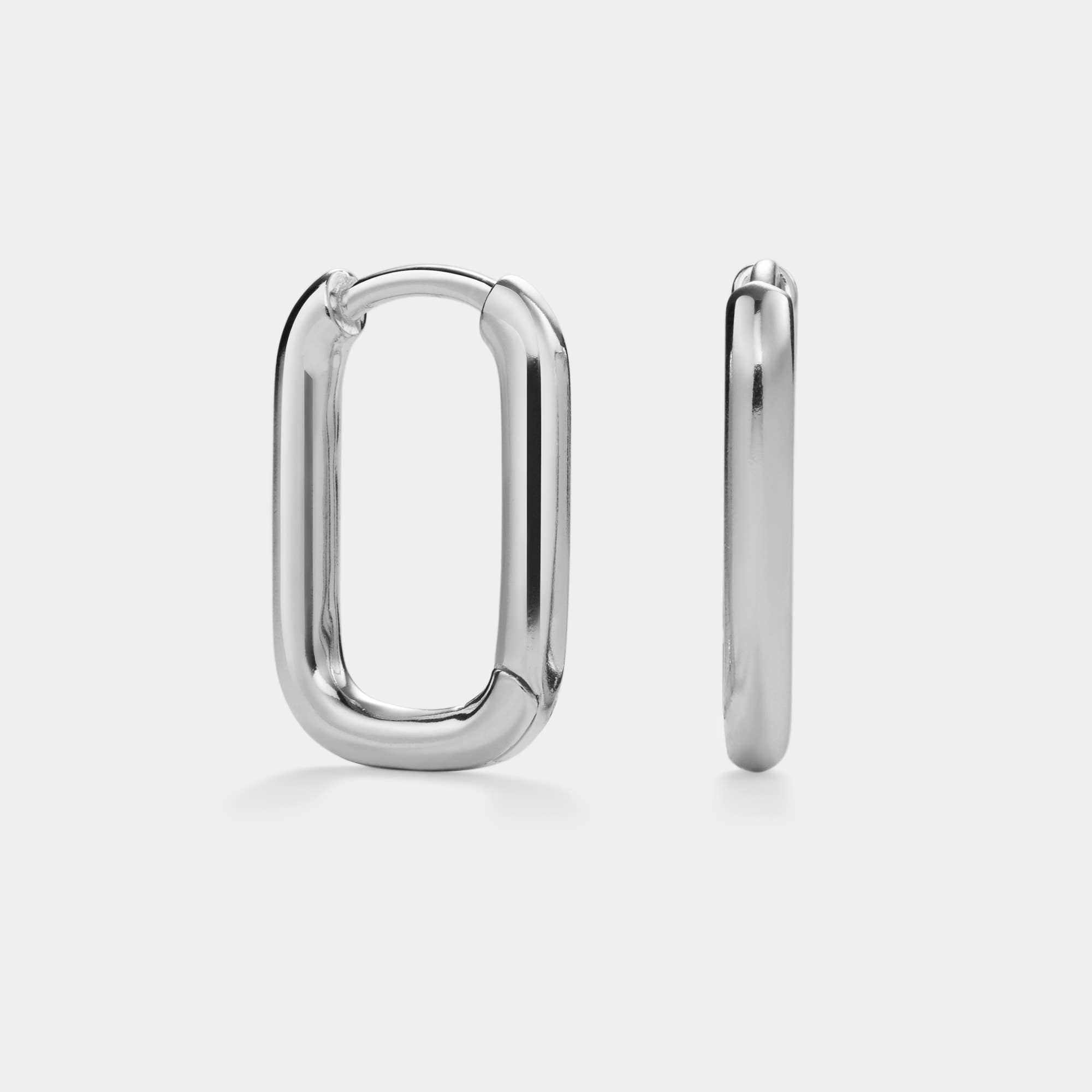 Perimade & Co. LLC - Minimalist Rectangular Hoop Earrings in 925 Sterling Silver