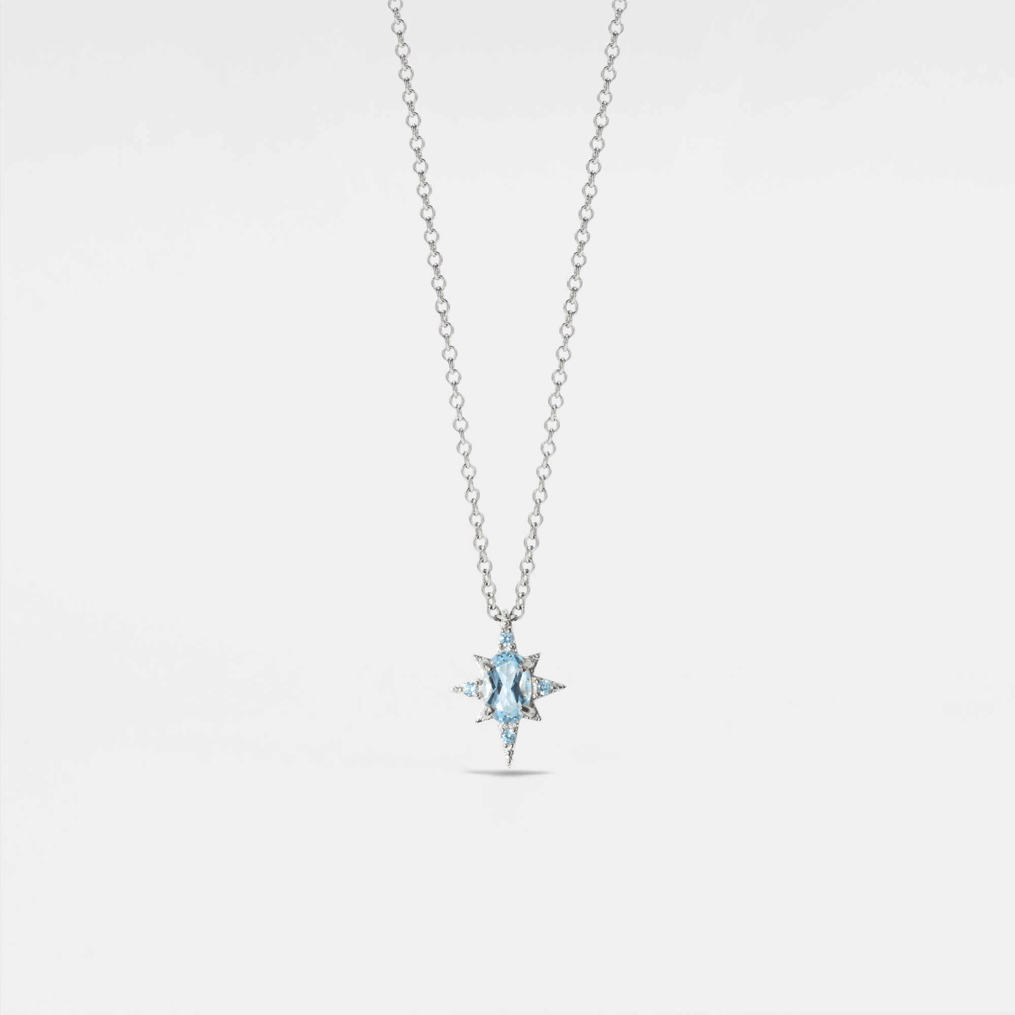 Perimade & Co. LLC - Blue CZ Starburst North Star Necklace in 925 Sterling Silver