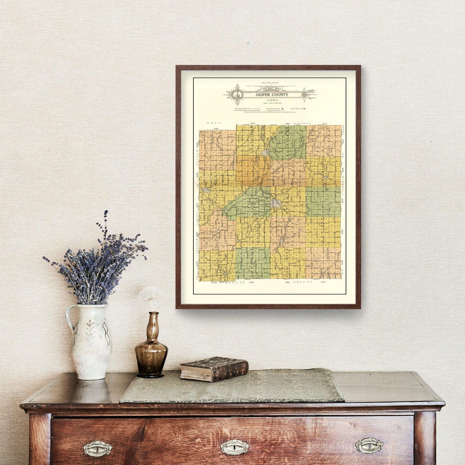 Ted's Vintage Art - Vintage Map of Jasper County, Iowa 1914
