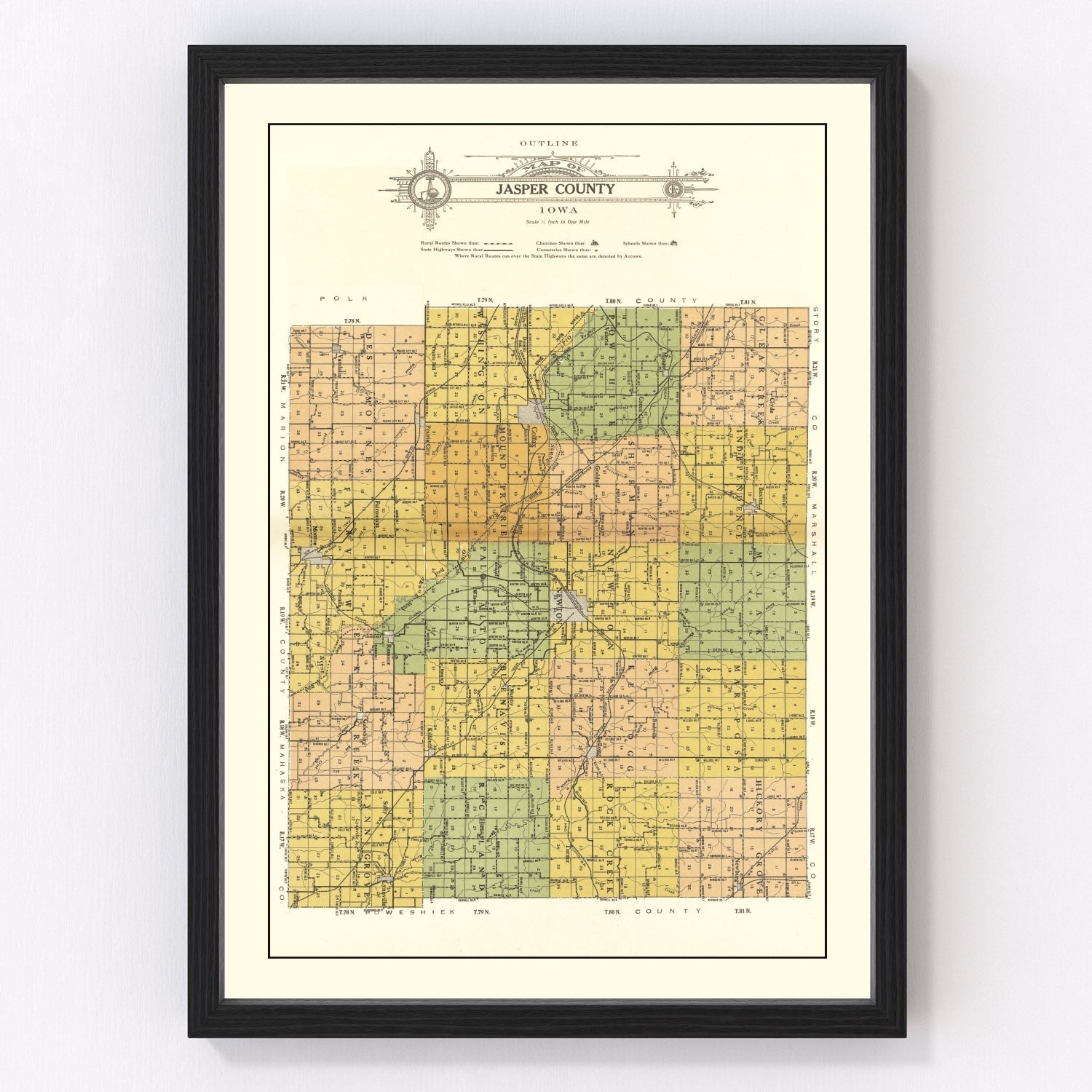 Ted's Vintage Art - Vintage Map of Jasper County, Iowa 1914