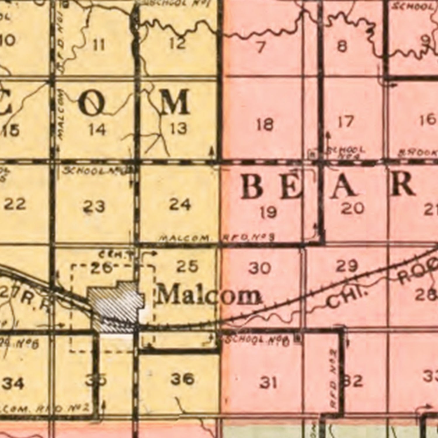 Ted's Vintage Art - Vintage Map of Poweshiek County, Iowa 1914