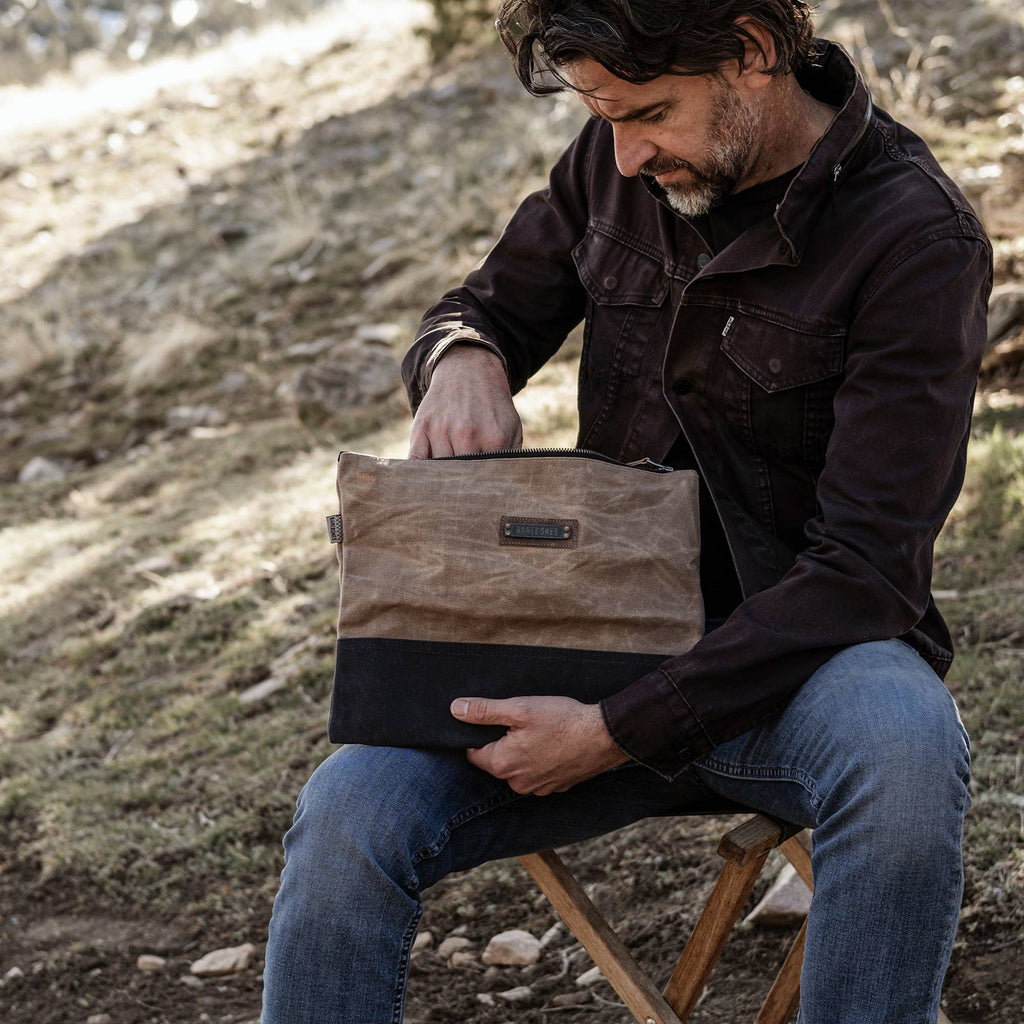 Barebones - Neelum Zipper Pouch Bag - Waxed Canvas Bag