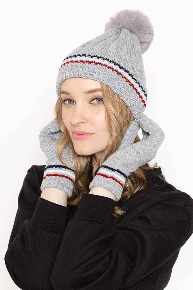 Hana - Stripe Knit Touch Gloves