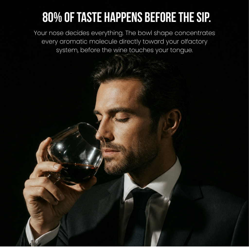 TsukiGlass - Kami Rotating Crystal Wine Glass & Wooden Coaster