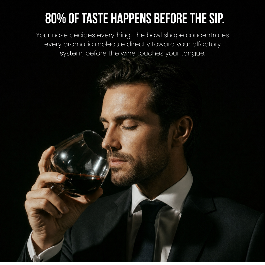 TsukiGlass - Kami Rotating Crystal Wine Glass & Wooden Coaster