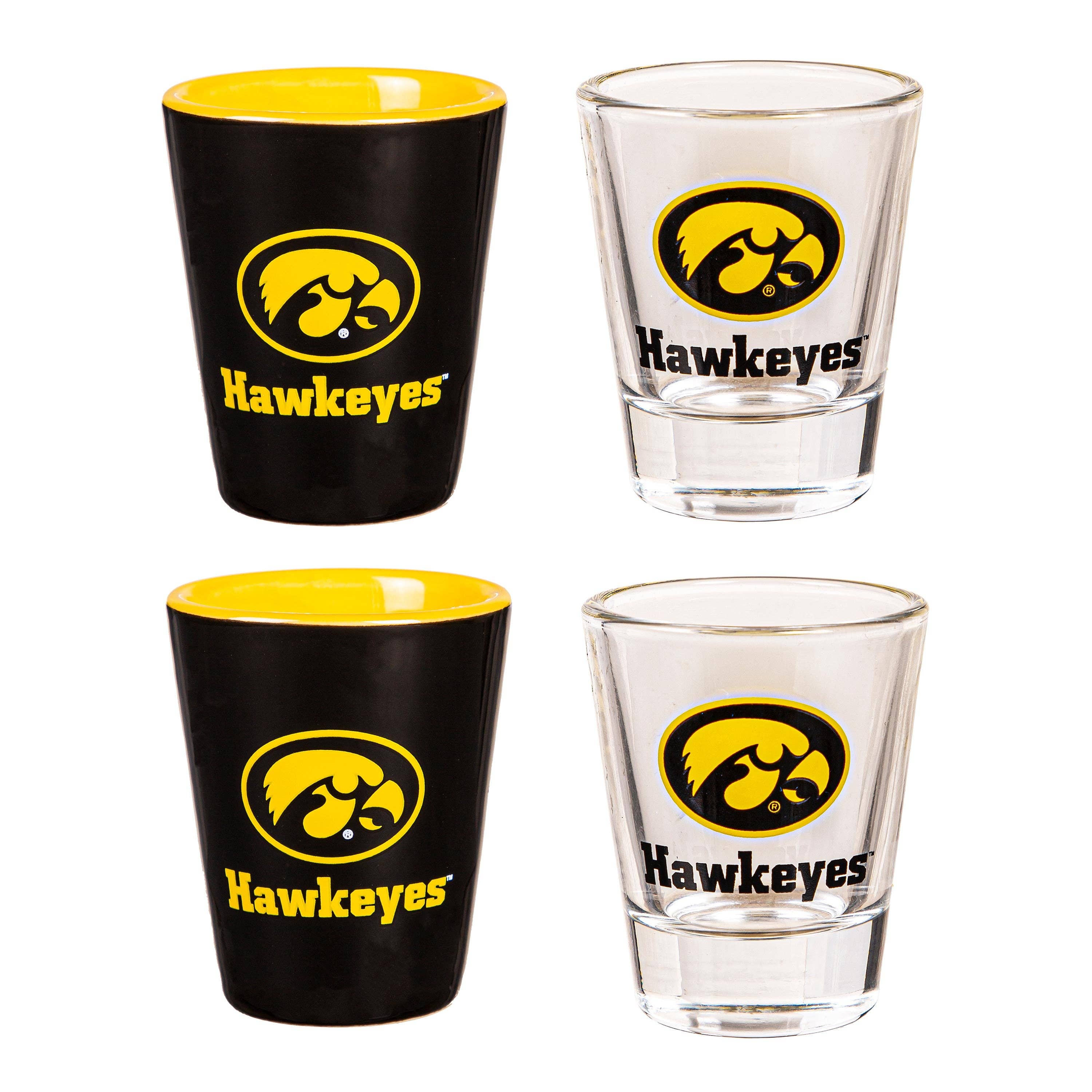 University of Iowa 4-Piece Ceramic and Glass 2oz. Shot Glass