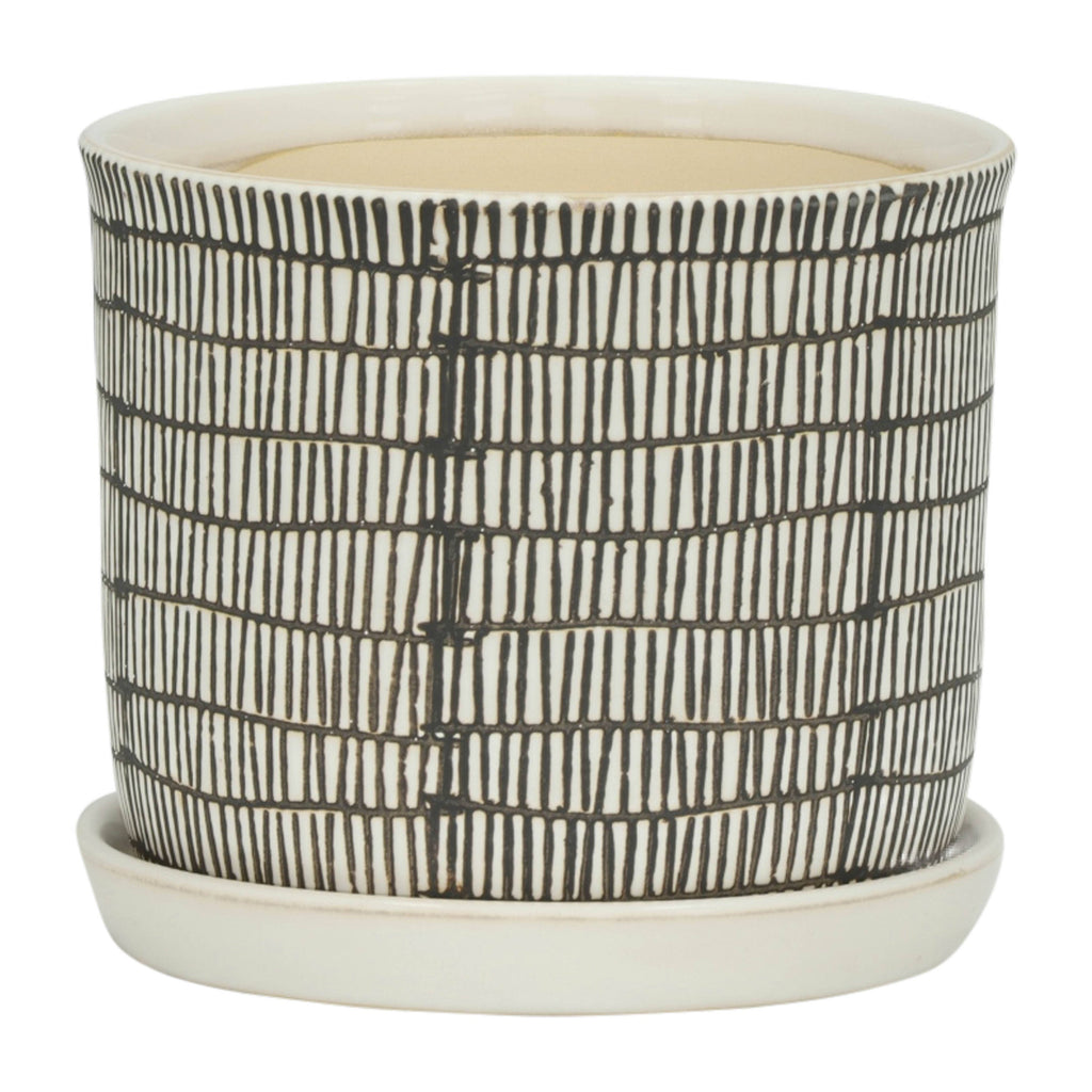 Sagebrook Home - Ivory Ceramic Line with Saucer (2 Sizes)