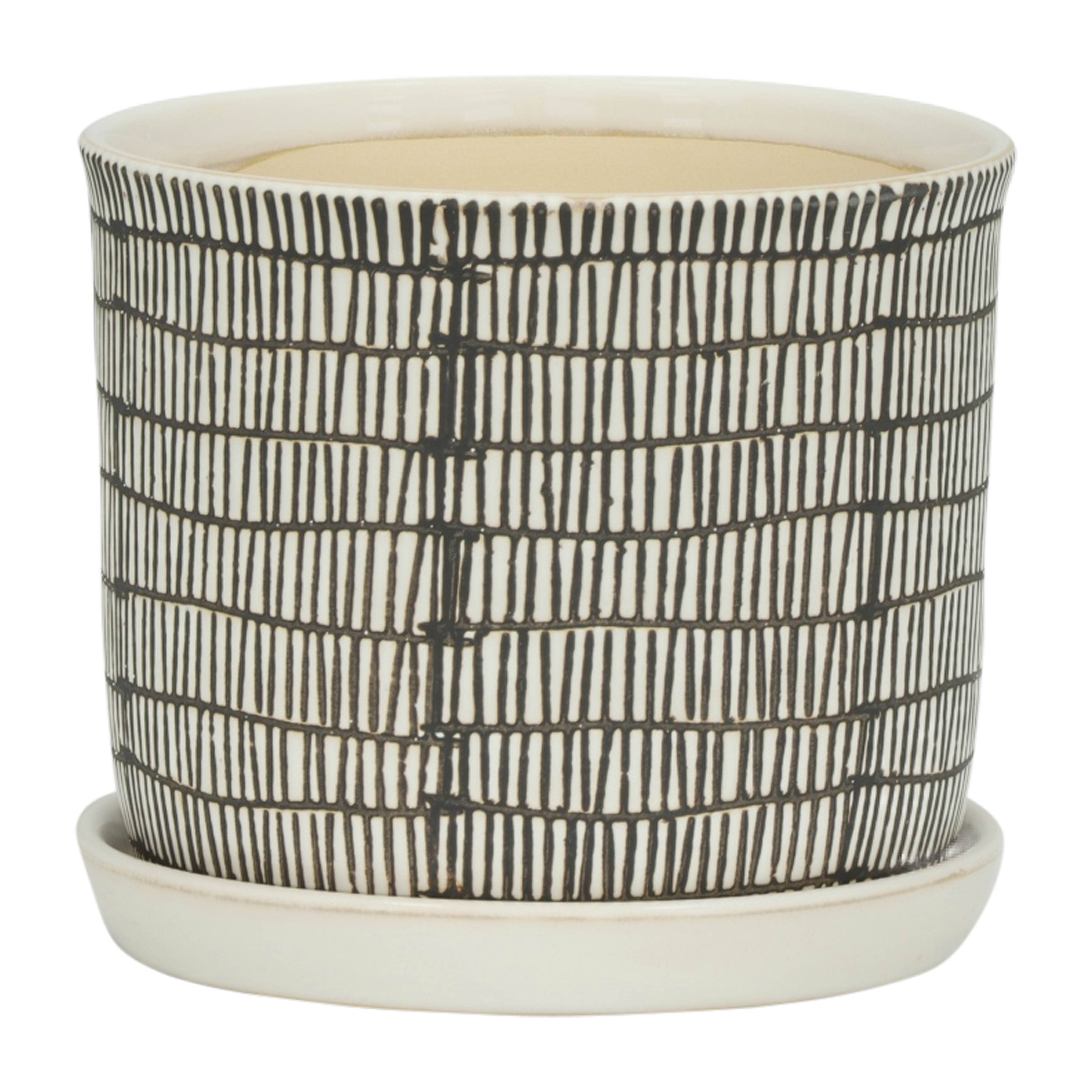 Sagebrook Home - Ivory Ceramic Line with Saucer (2 Sizes)