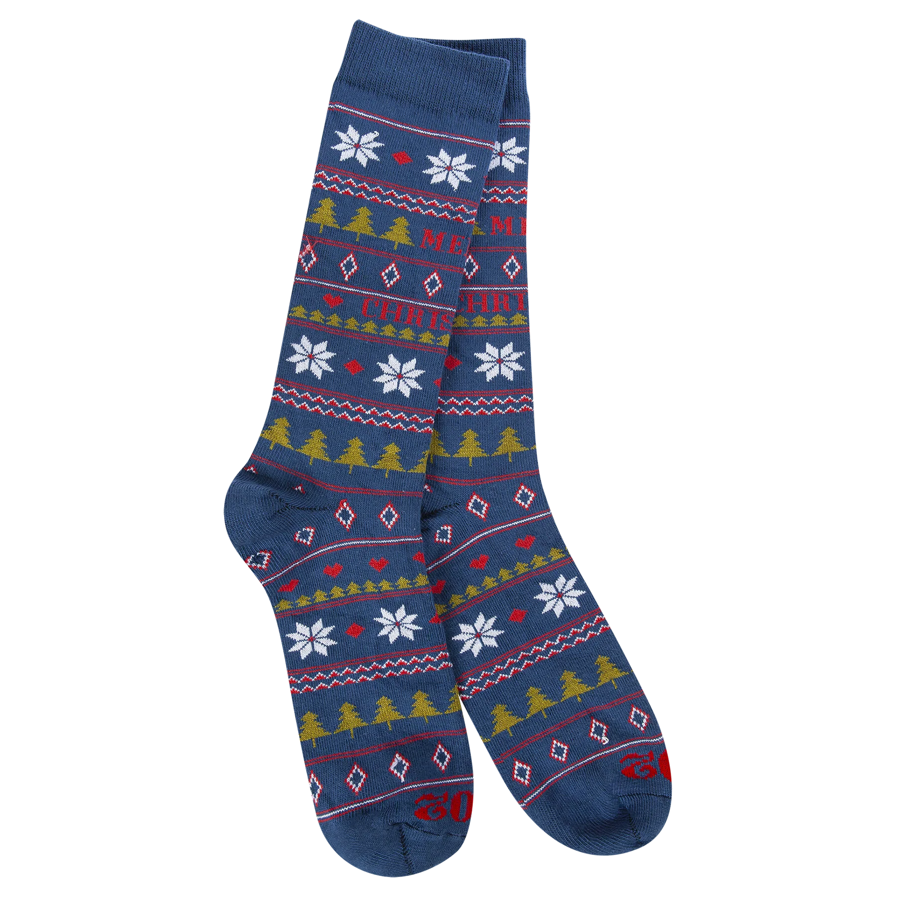 World's Softest Socks - Men's 1902 Transit Crew. Merry Christmas Navy
