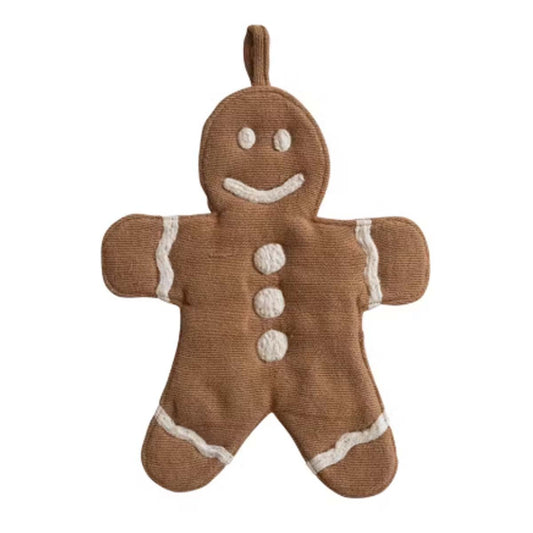 Woven Cotton Gingerbread Cookie Shaped Pot Holder