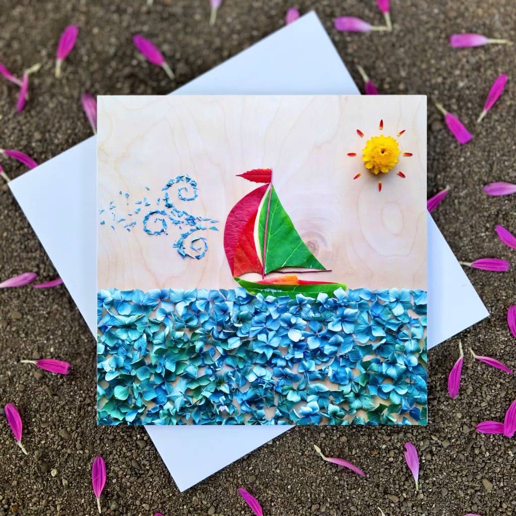 Sarah Smiles Creations - Sailboat • Floral Greeting Card • Botanical Nature Art