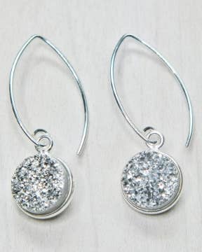 Sosie Designs -925 Silver Bezel Druzy Marquis Earrings -