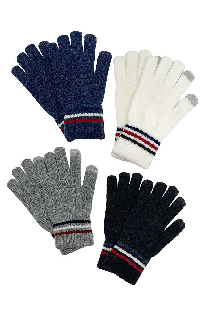 Hana - Stripe Knit Touch Gloves