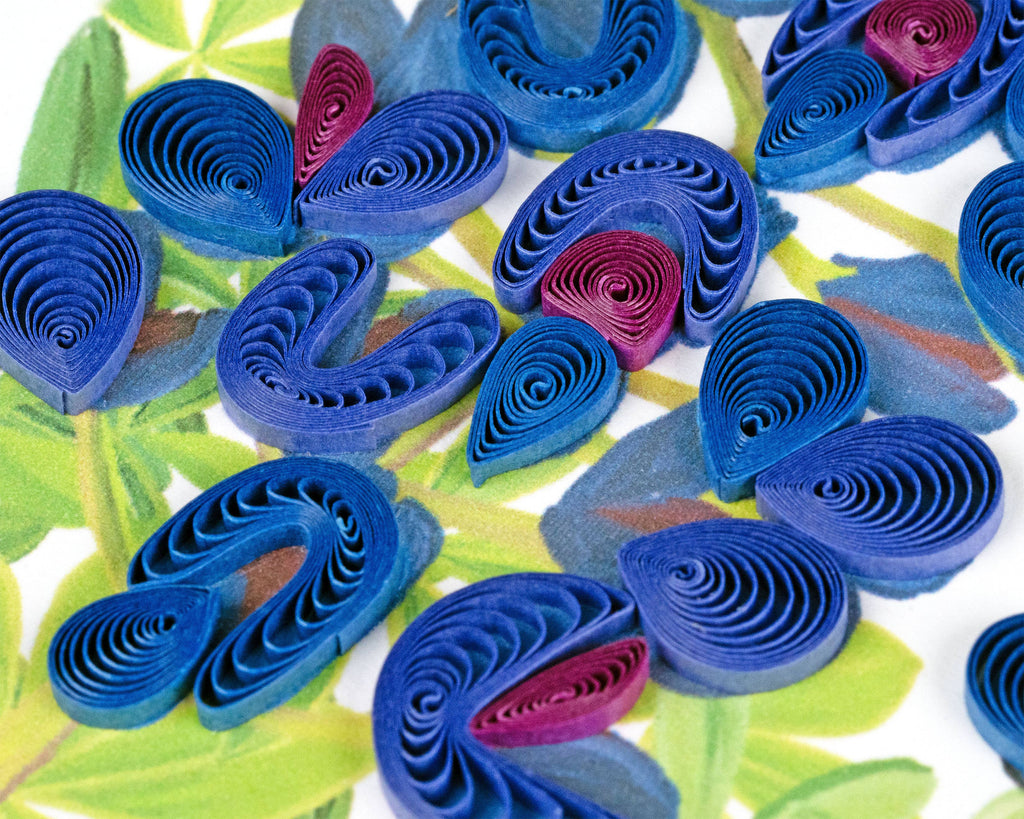 Quilling Greeting Card - Quilled Bluebonnets Greeting Card