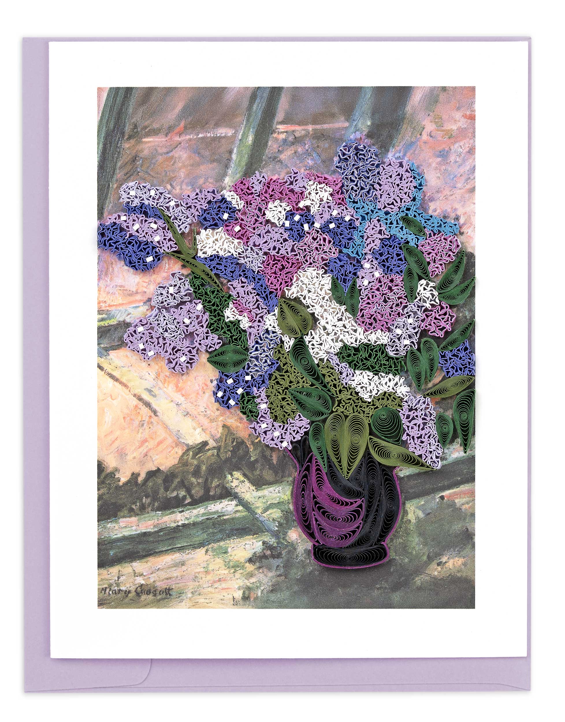 Quilling Card - Quilled Artist Series - Lilacs in a Window, Cassatt