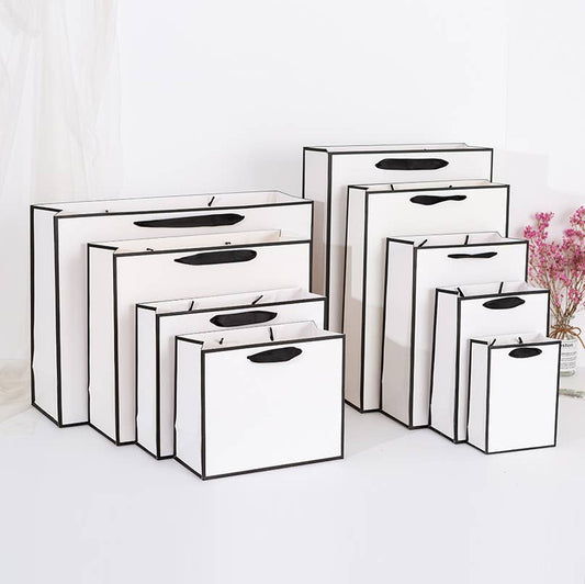 White with Black Border Paper Gift Bag