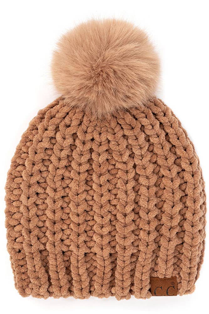 Hana - C.C Soft Chenille Chunky Yarn Beanie Hat