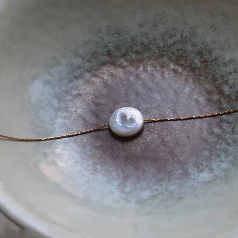 Perimade & Co. LLC - Baroque Pearl Heart Clover Round Necklace in Stainless Steel