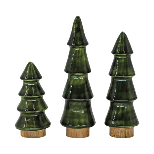 Wood Green Enamel Christmas Trees (3 Sizes)