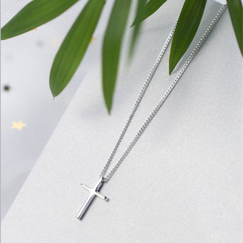 Perimade & Co. LLC - Dainty Cross Charm Pendant Necklace in 925 Sterling Silver