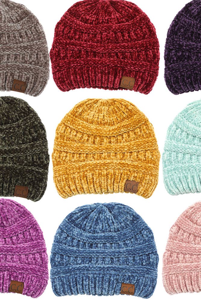 Hana - C.C Ribbed Chenille Soft Beanie Winter Hat