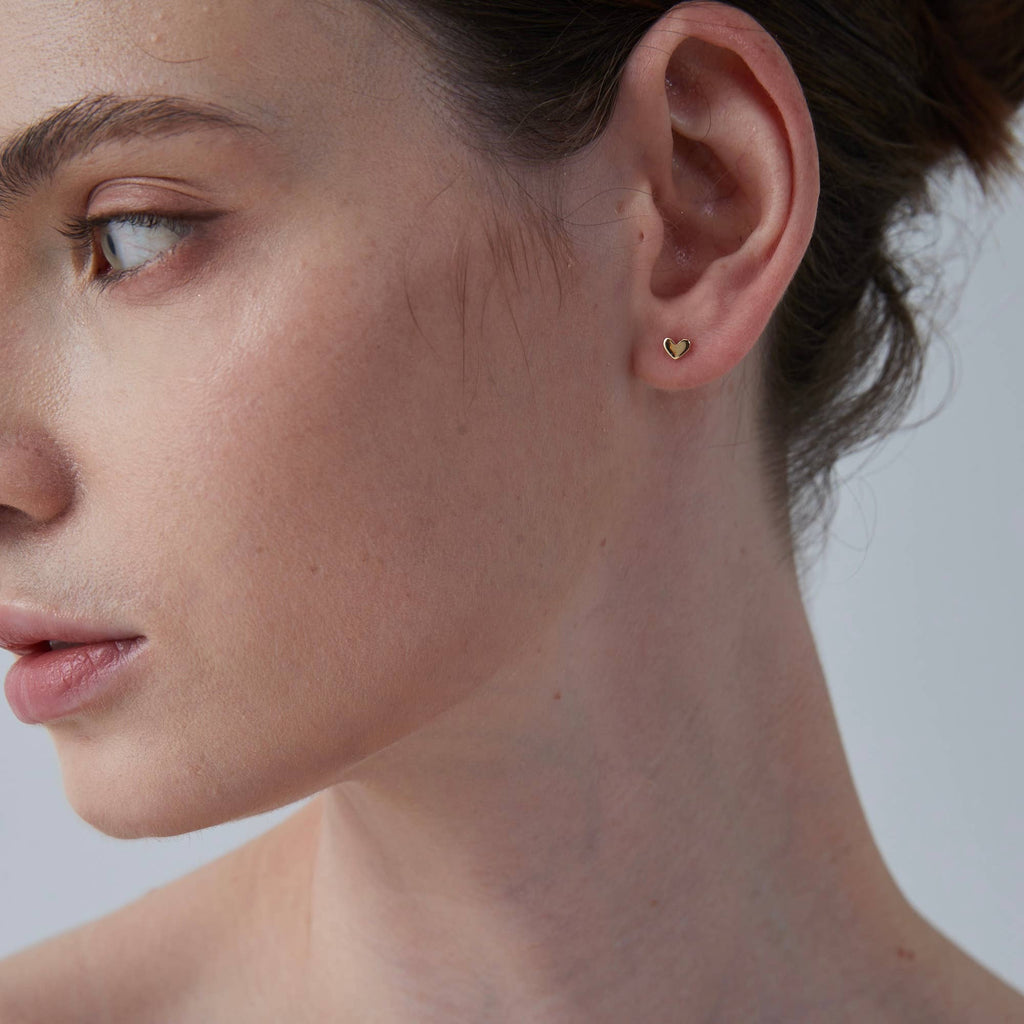Perimade & Co. LLC - Dainty Tiny Small Heart Stud Earrings in 925 Sterling Silver