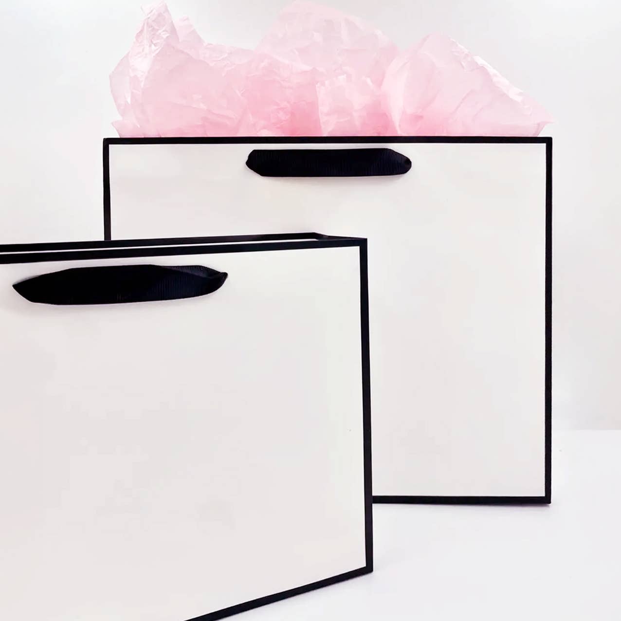 White with Black Border Paper Gift Bag