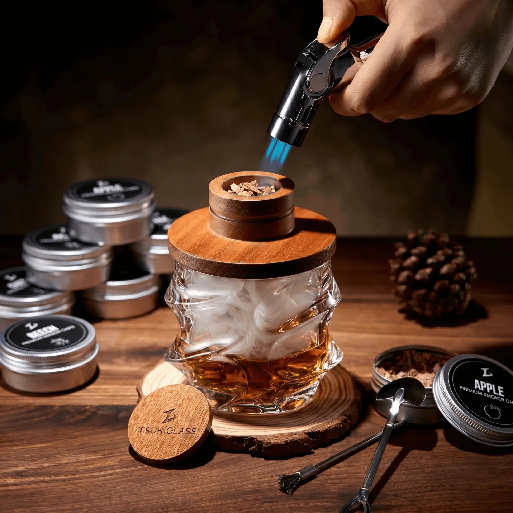 TsukiGlass - Smoker Kit For Whisky & Cocktail (Storm Bundle)