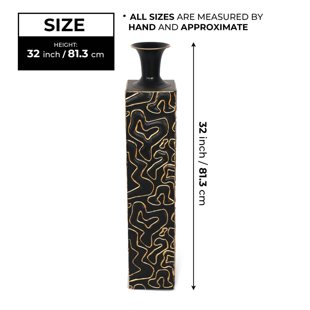 32" Handmade Black Gold Accent Decorative Floor Vase