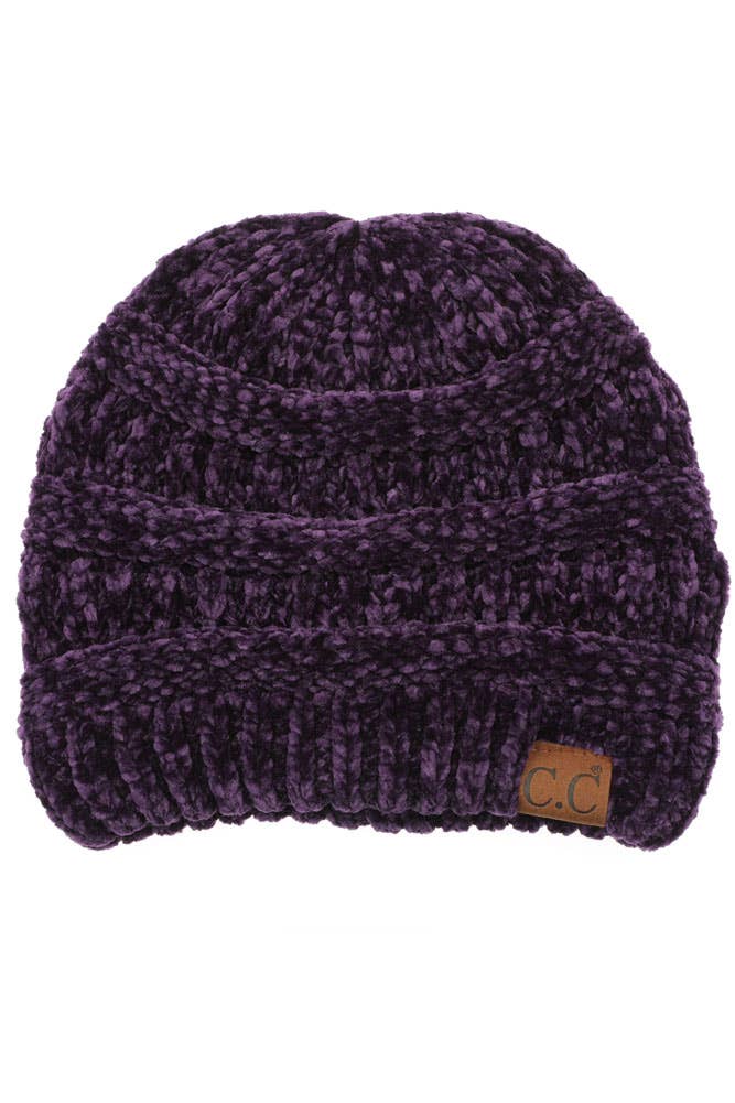 Hana - C.C Ribbed Chenille Soft Beanie Winter Hat