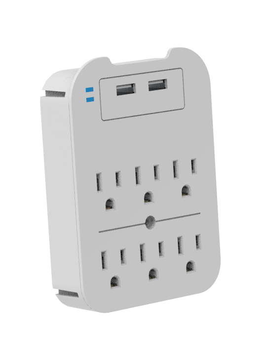 Charge Surge Protector, 6 Outlets/2 USB Ports - Retail Pack