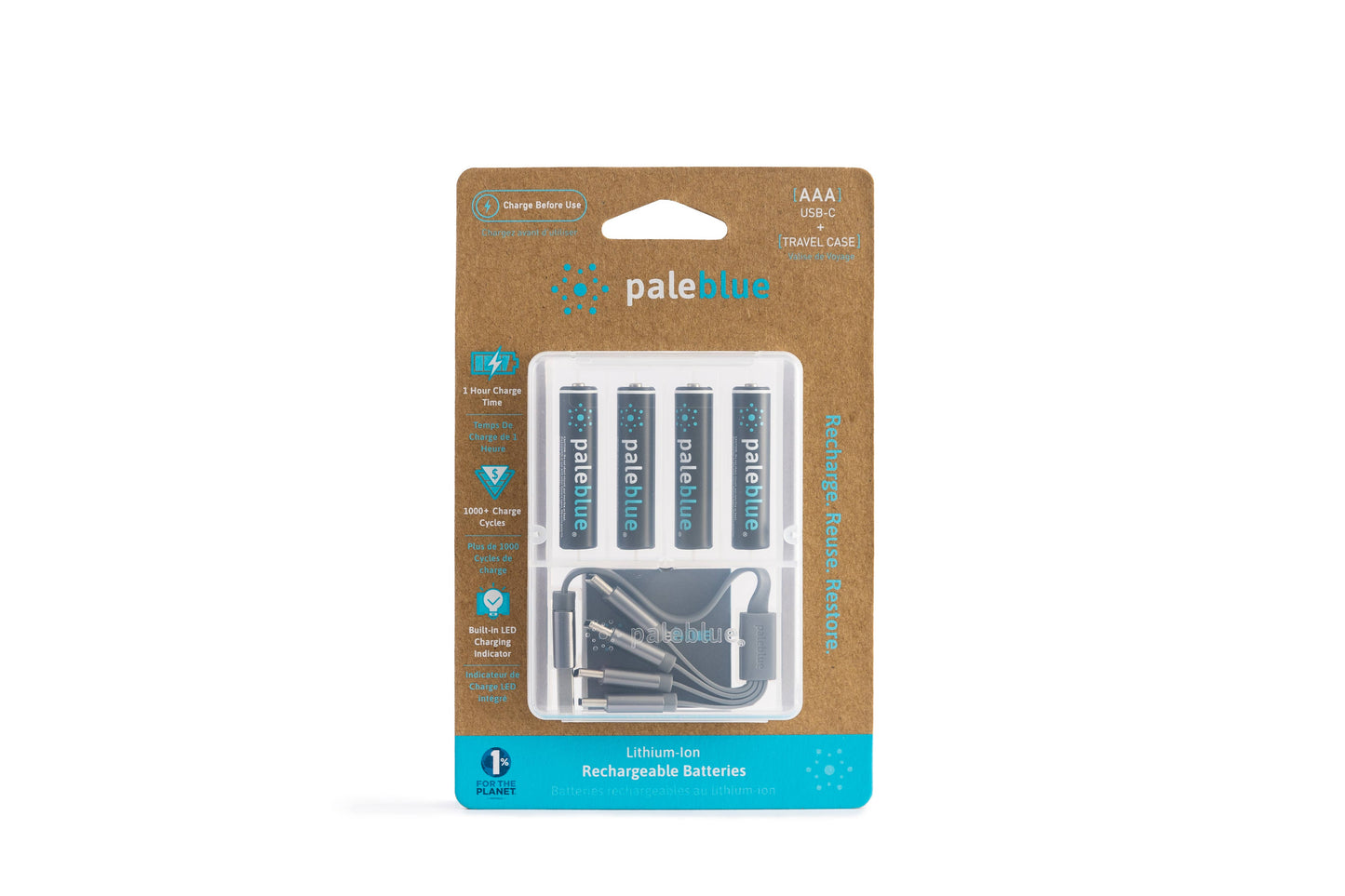 Pale Blue. AAA Rechargeable Batteries