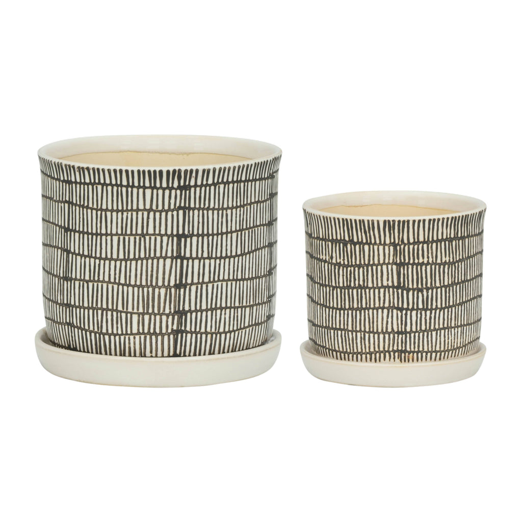Sagebrook Home - Ivory Ceramic Line with Saucer (2 Sizes)