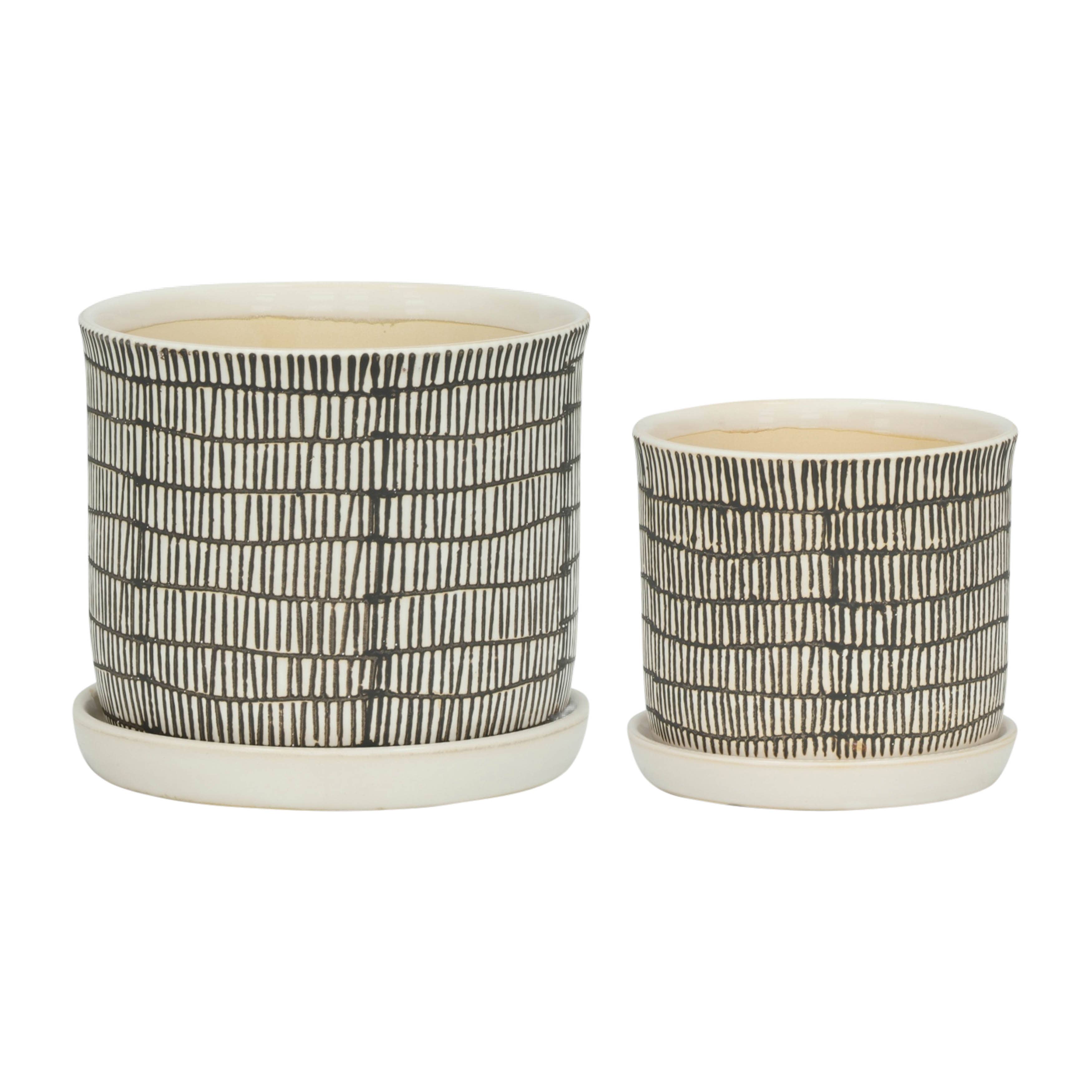 Sagebrook Home - Ivory Ceramic Line with Saucer (2 Sizes)