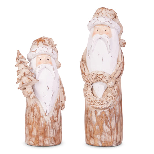 Natural distressed Carved Santas
