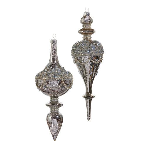 Jeweled Mercury Finial Ornament 9.5" (2 styles)