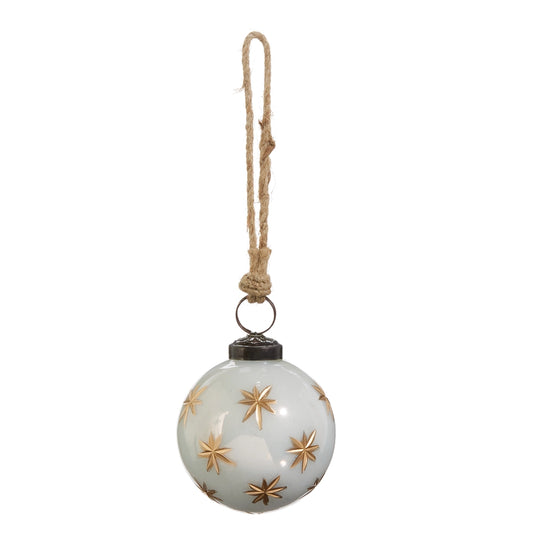 Ornament - 3" Ivory w/Gold Star Etched Ball