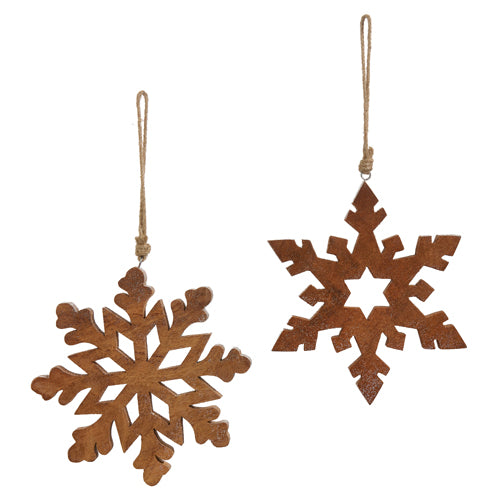 Glitter Snowflake Ornament (natural wood)