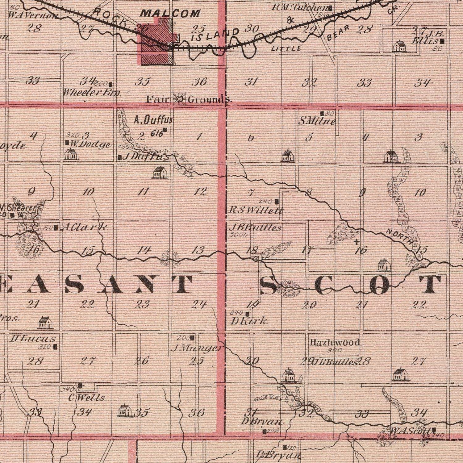Ted's Vintage Art - Vintage Map of Poweshiek County, Iowa 1875