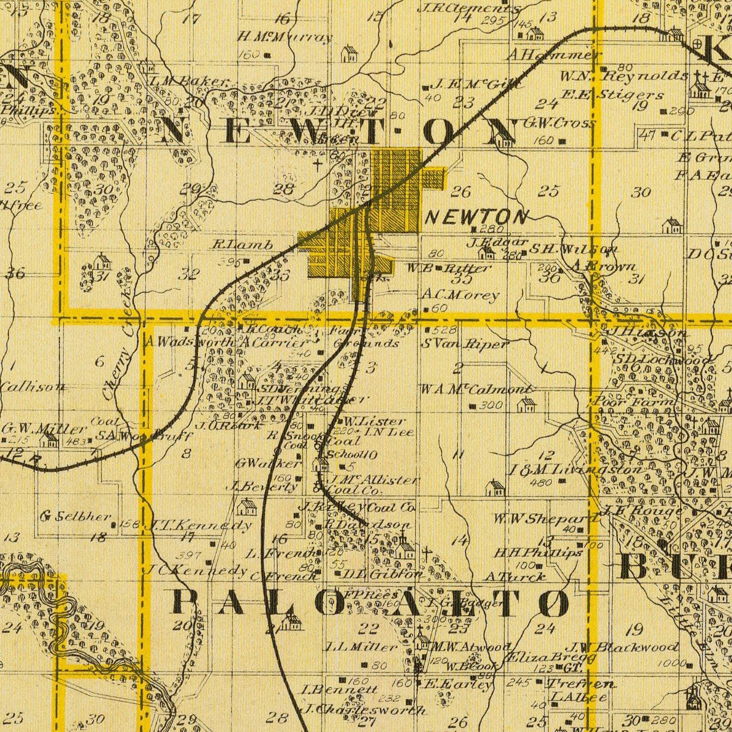 Ted's Vintage Art - Vintage Map of Jasper County, Iowa 1875