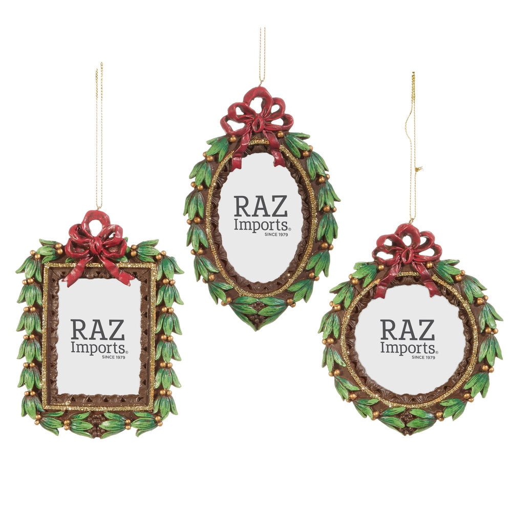 Ornament - Frame with Bow 5.5"